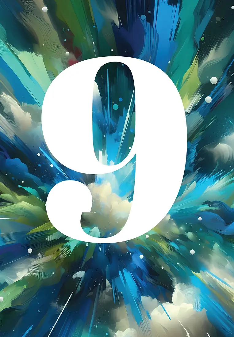 Number Birthday 9 Colourful Explosion - Blue