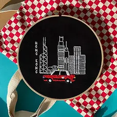 Embroidery Kit Taxi Skyline