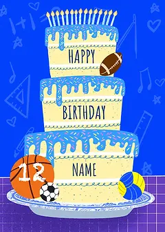 Big Blue Birthday Cake - personalised