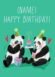 Twin Panda Birthday - Editable