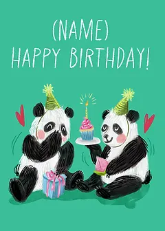 Twin Panda Birthday - Editable