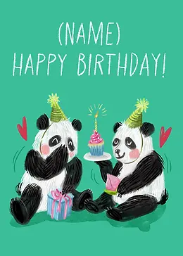 Twin Panda Birthday - Editable