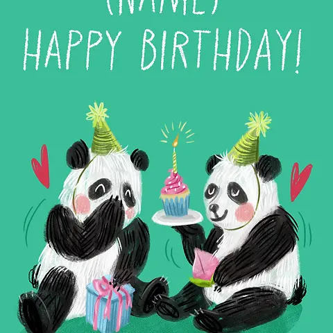 Twin Panda Birthday - Editable