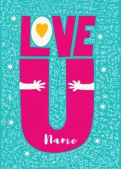 Love You - Pink & Teal