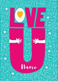 Love You - Pink & Teal