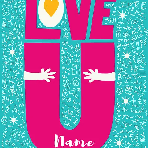 Love You - Pink & Teal