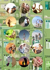 Personalised Photo Card- Circular layout over a green patterned background 