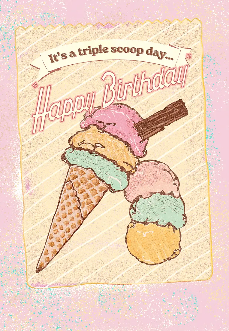 Triple Scoop Birthday (Editable)
