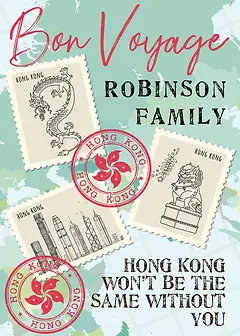 Cheerful Card by Biscuitmoon Designs - illustrations of Hong Kong's culture and architecture, along with a sentiment about missing the recipient