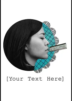 Customisable Artistic Card by Katie Lee Studios - Displays a woman's side profile in grayscale, juxtaposed with a geometric turquoise design and a textured overlay
