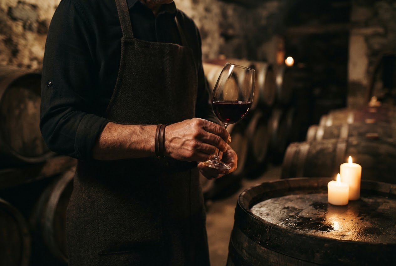 Vintner's hands in the cellar