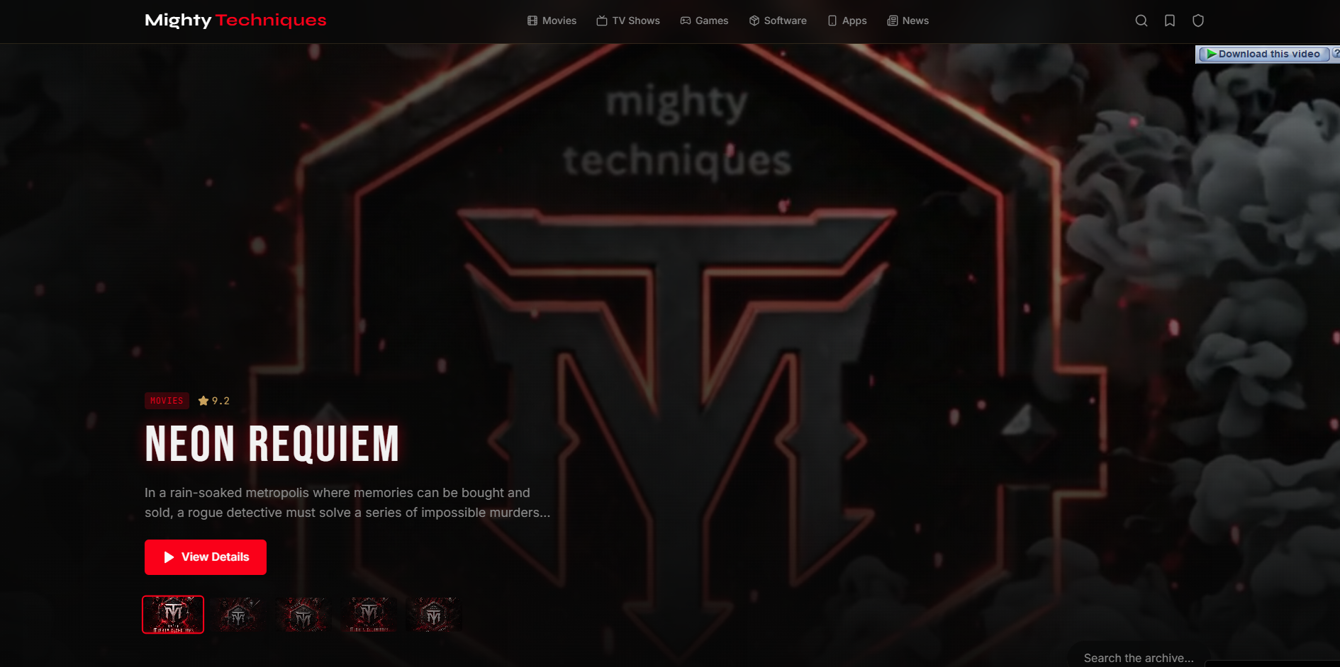 Mighty Techniques – Entertainment Platform template preview