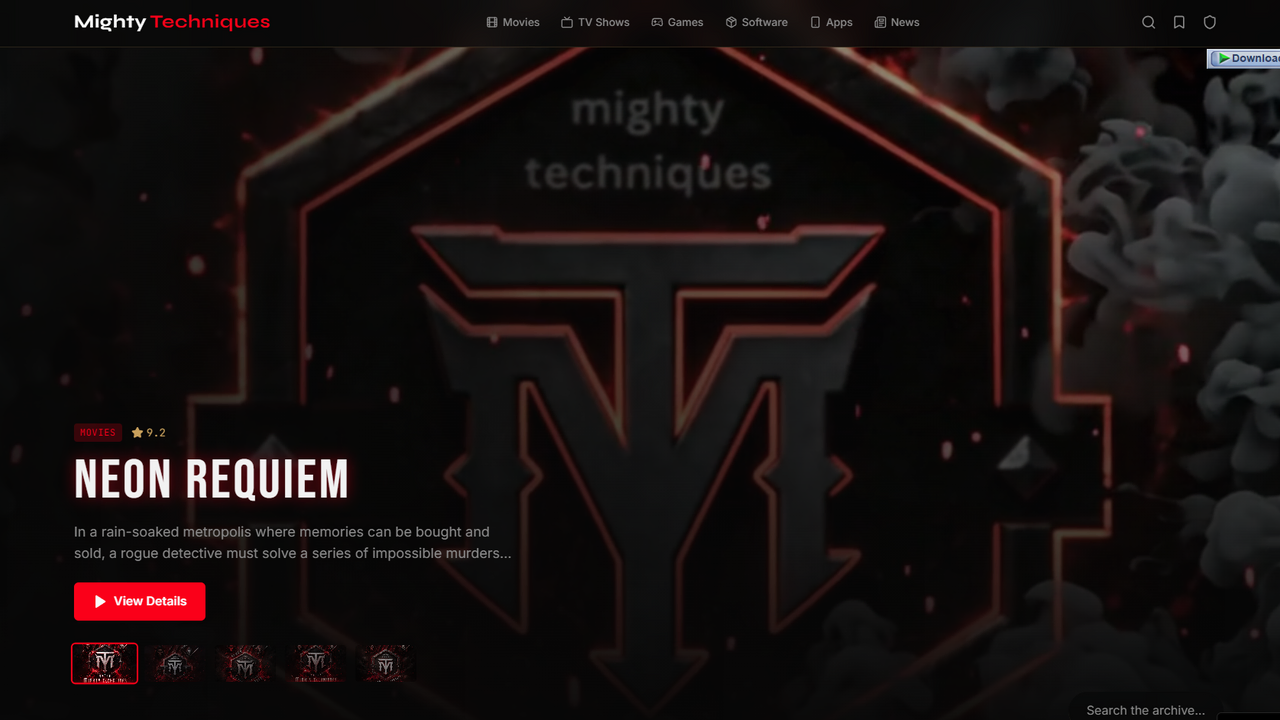 Mighty Techniques – Entertainment Platform template preview