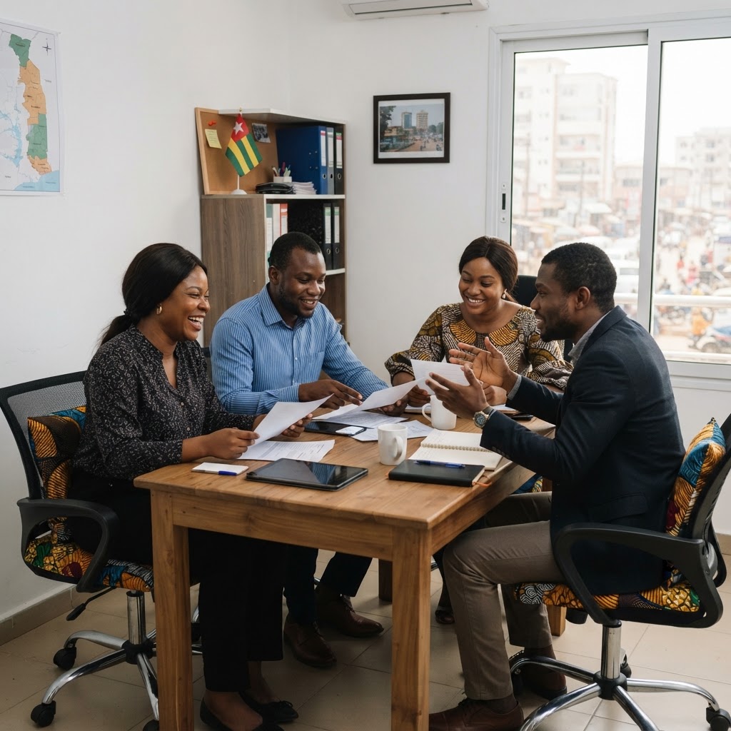 Entrepreneuse africaine dans un espace architectural moderne