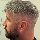 Mid fade with shaped beard by Matthew Paul, barber in Flemington NJ