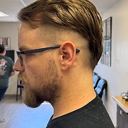 Taper fade haircut — side profile by Flemington barber Matthew Paul