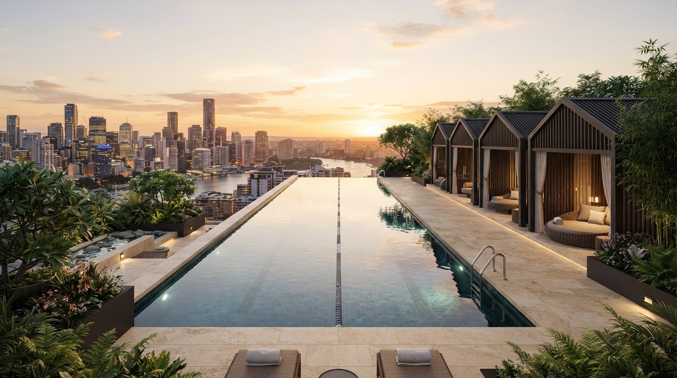 M Grand Minori Level 12 Aquatic & Wellness facilities render