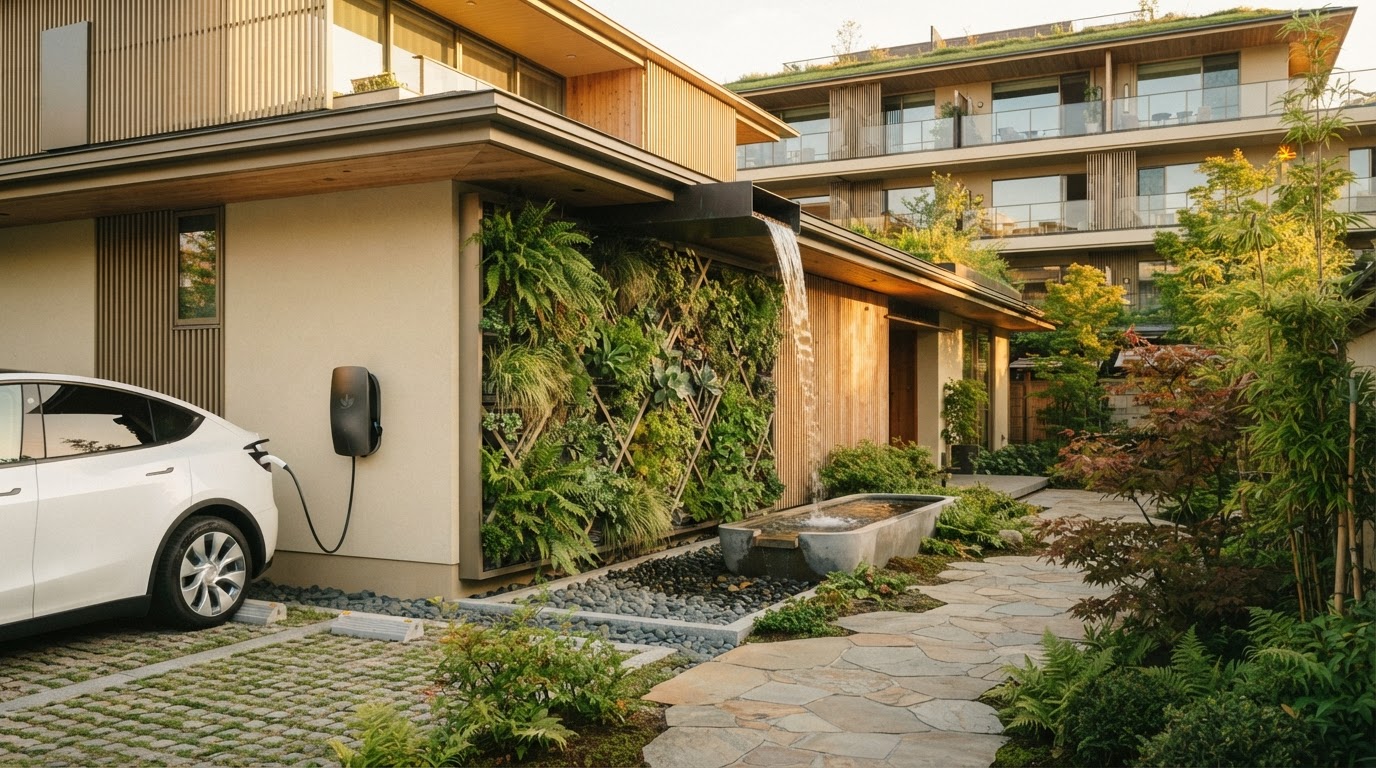 M Grand Minori GreenRE certified sustainable features, EV charging and rainwater harvesting