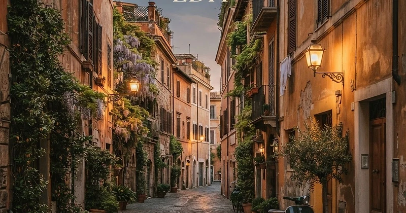 Rome rooftop at golden hour