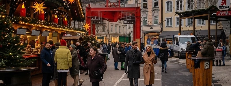 Munich Christmas market street with star lanterns