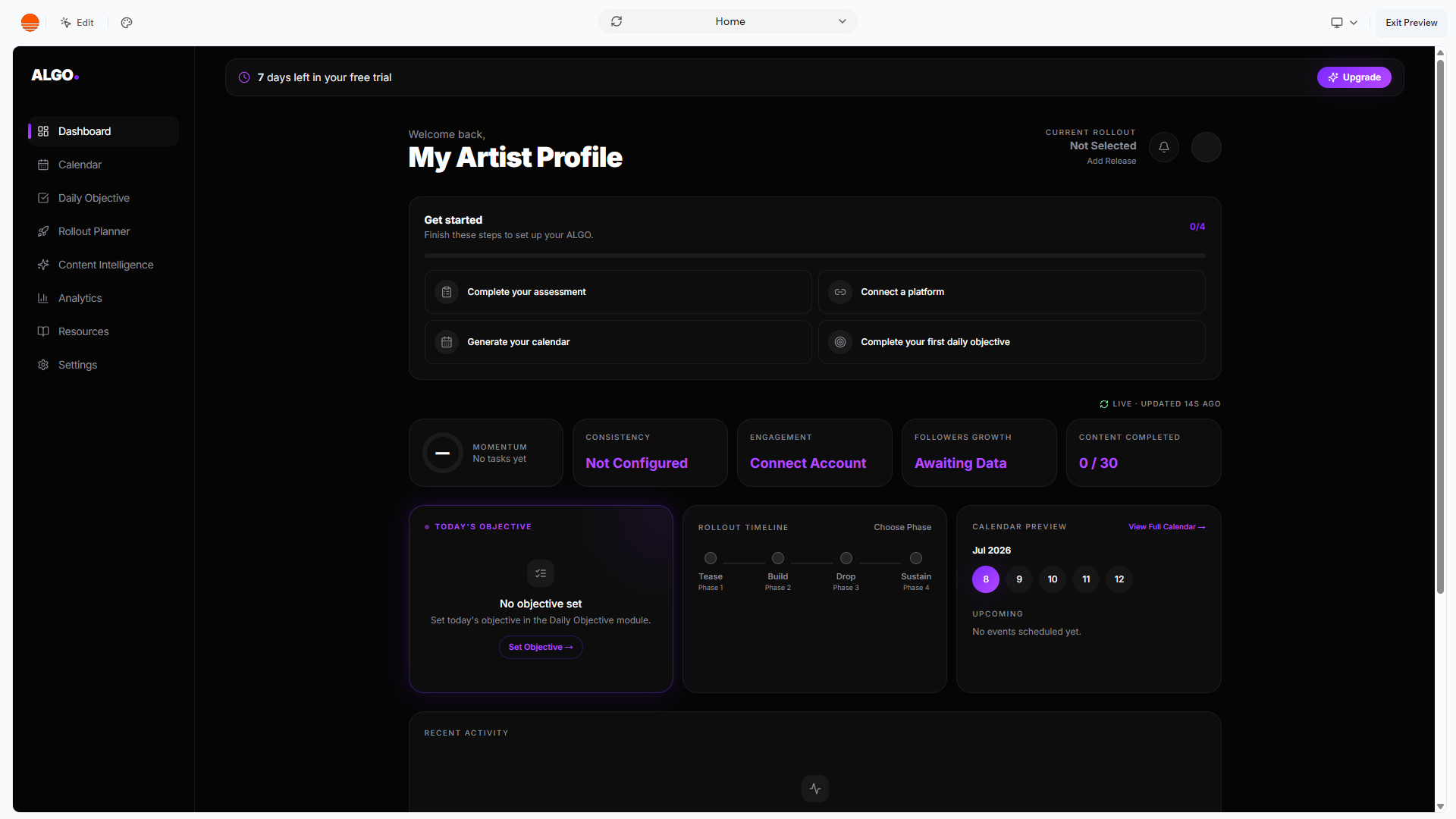 ALGO Trial template preview
