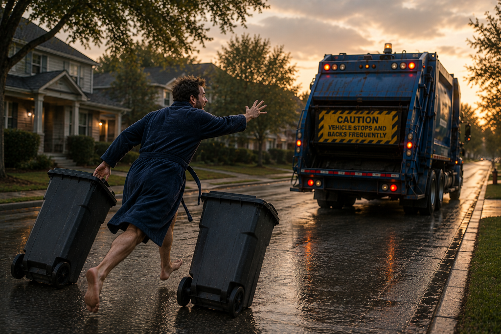 Never run for the garbage truck again