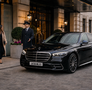 Jacob Miles private hire chauffeur with a Mercedes S-Class in London