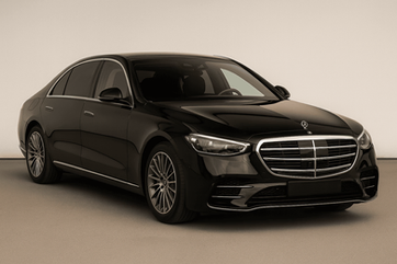 Black Mercedes S-Class luxury chauffeur vehicle