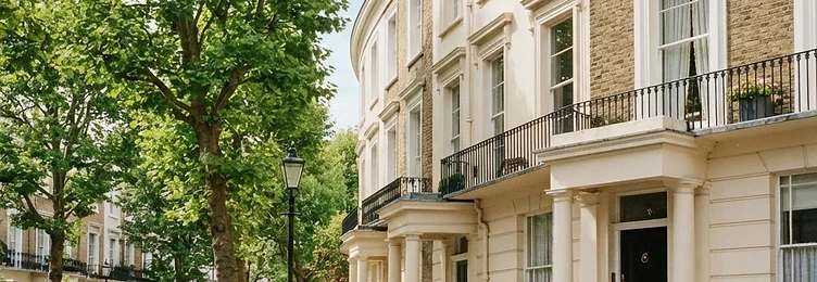 Islington with elegant Georgian terraces and tree-lined residential streets in bright natural daylight