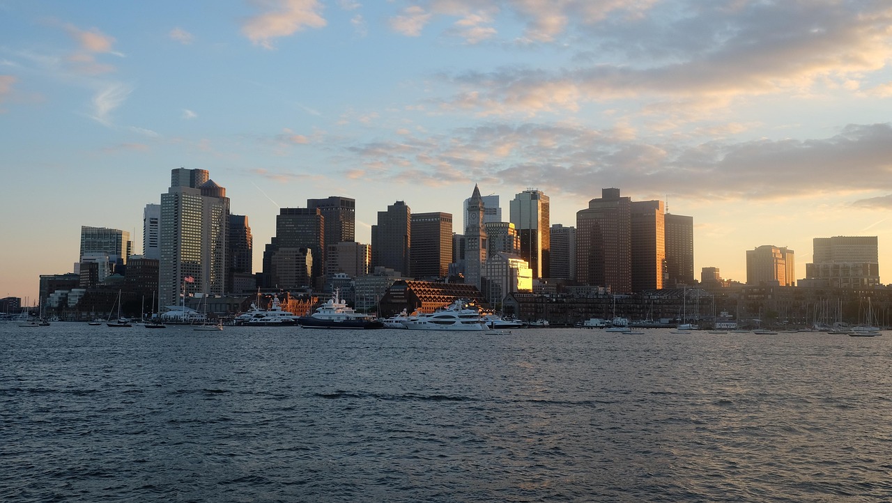 Boston skyline viewed from the harbor, representing NGC Sheetmetal's Greater Boston service area