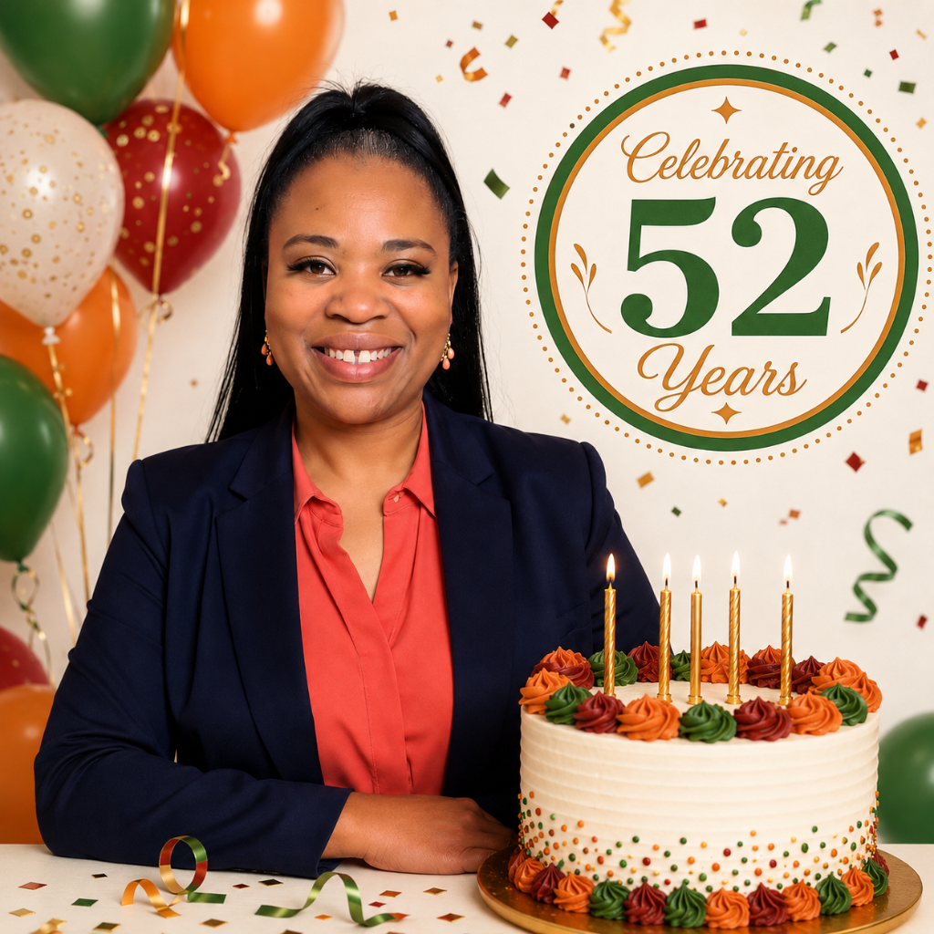Celebrating 52 years with a birthday cake