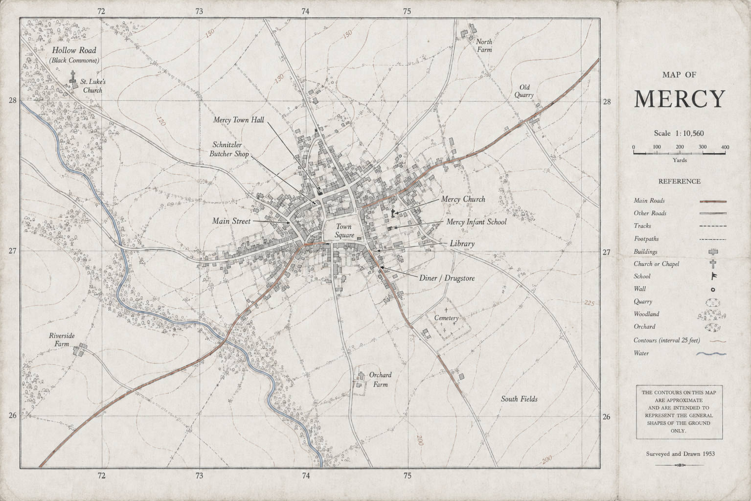 Visual-development map of Mercy, c.1957