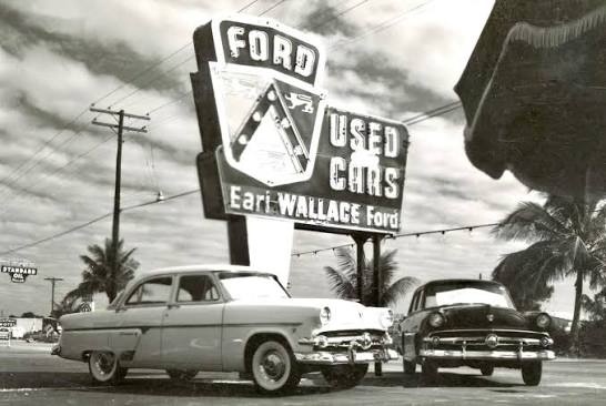 1950s car-lot reference