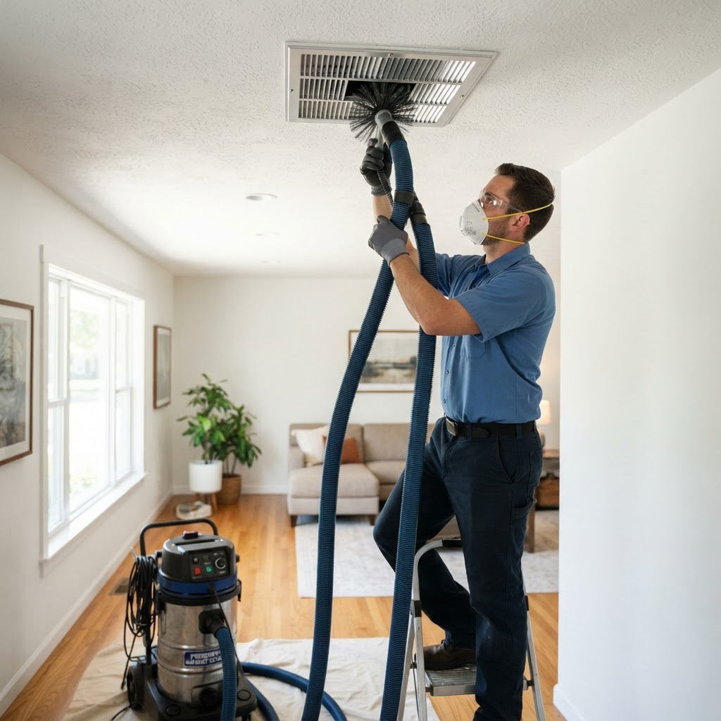 Air Duct and Vent Cleaning Equipment in Operation