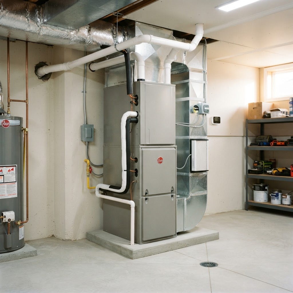 New high-efficiency furnace and A.C. installation