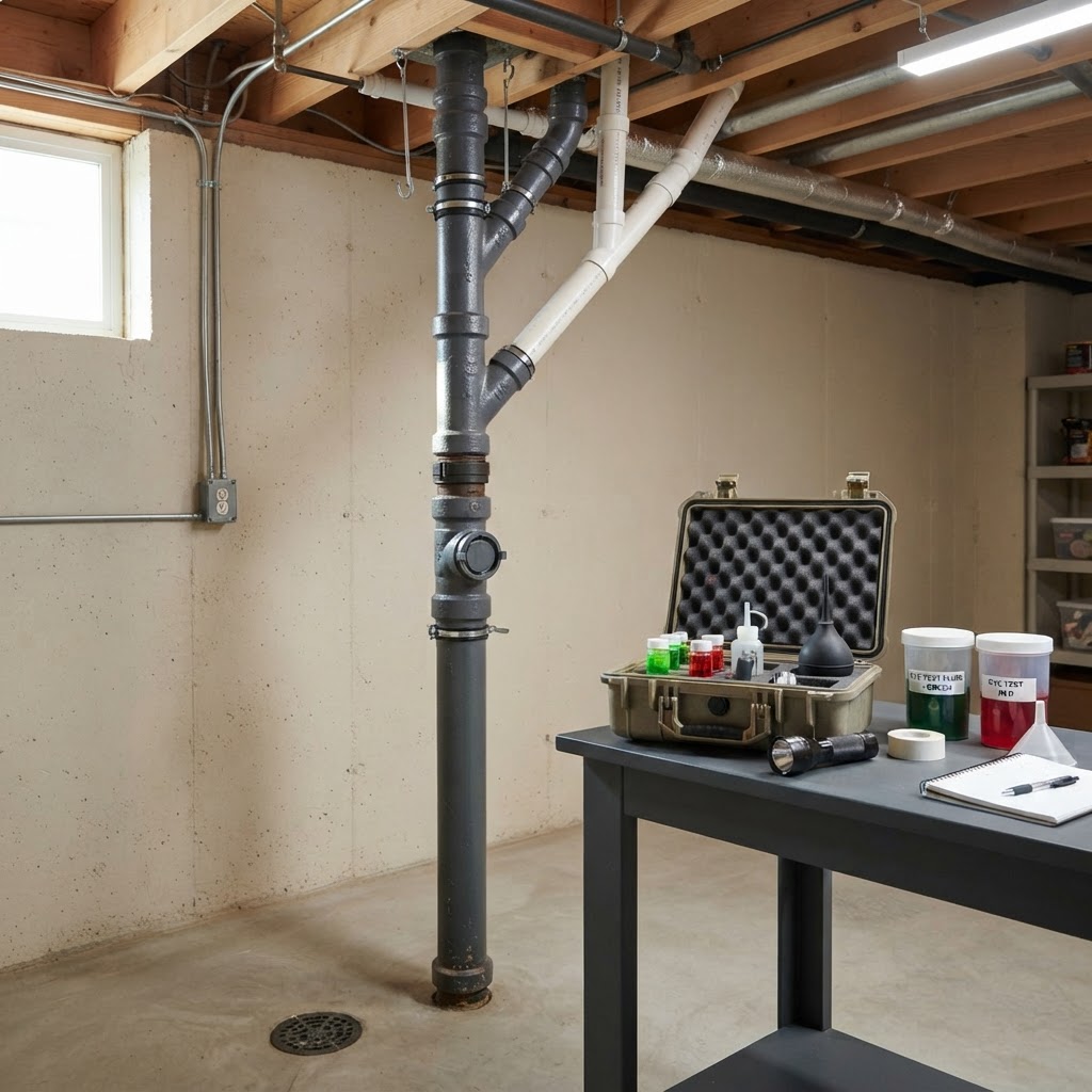 Dye testing and sewer diagnostics setup