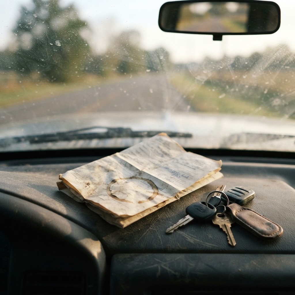 Old estimate on a truck dashboard