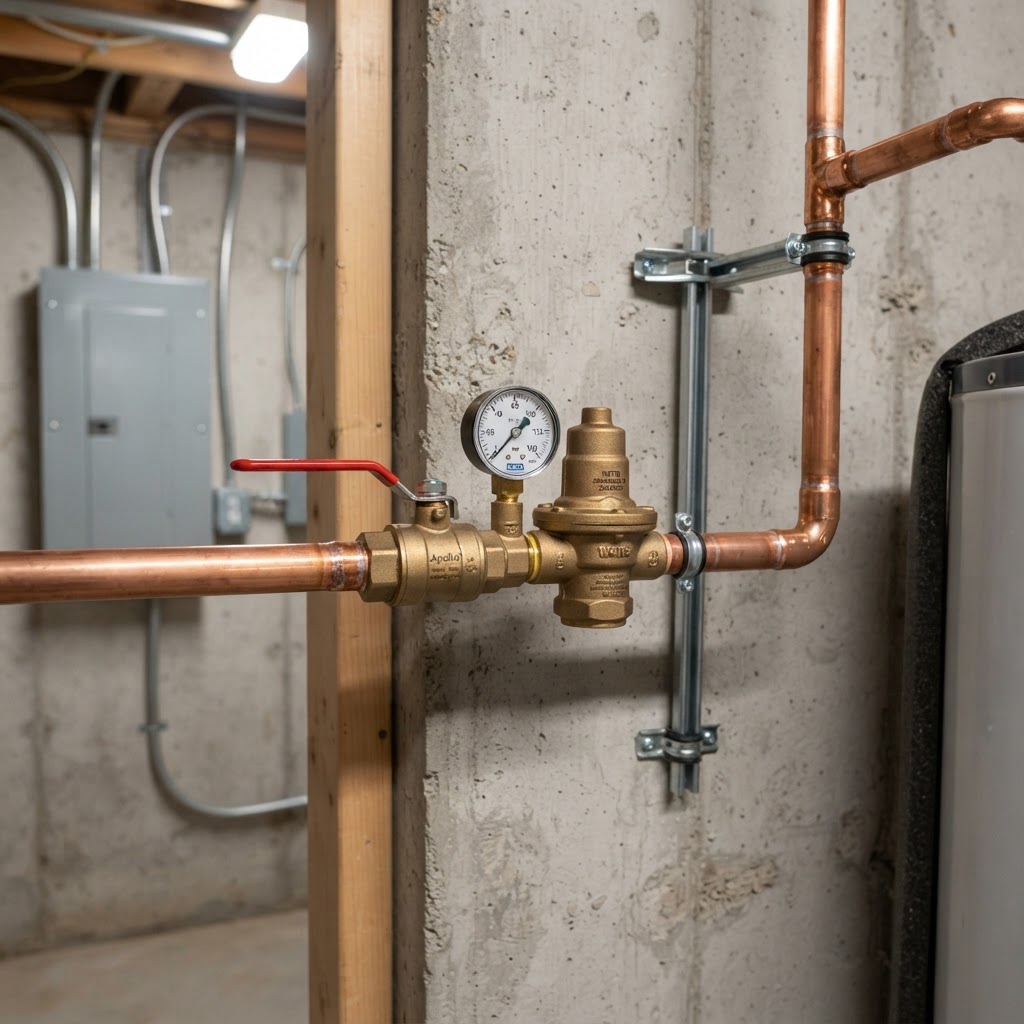 Main Water Shutoff & Pressure Regulator