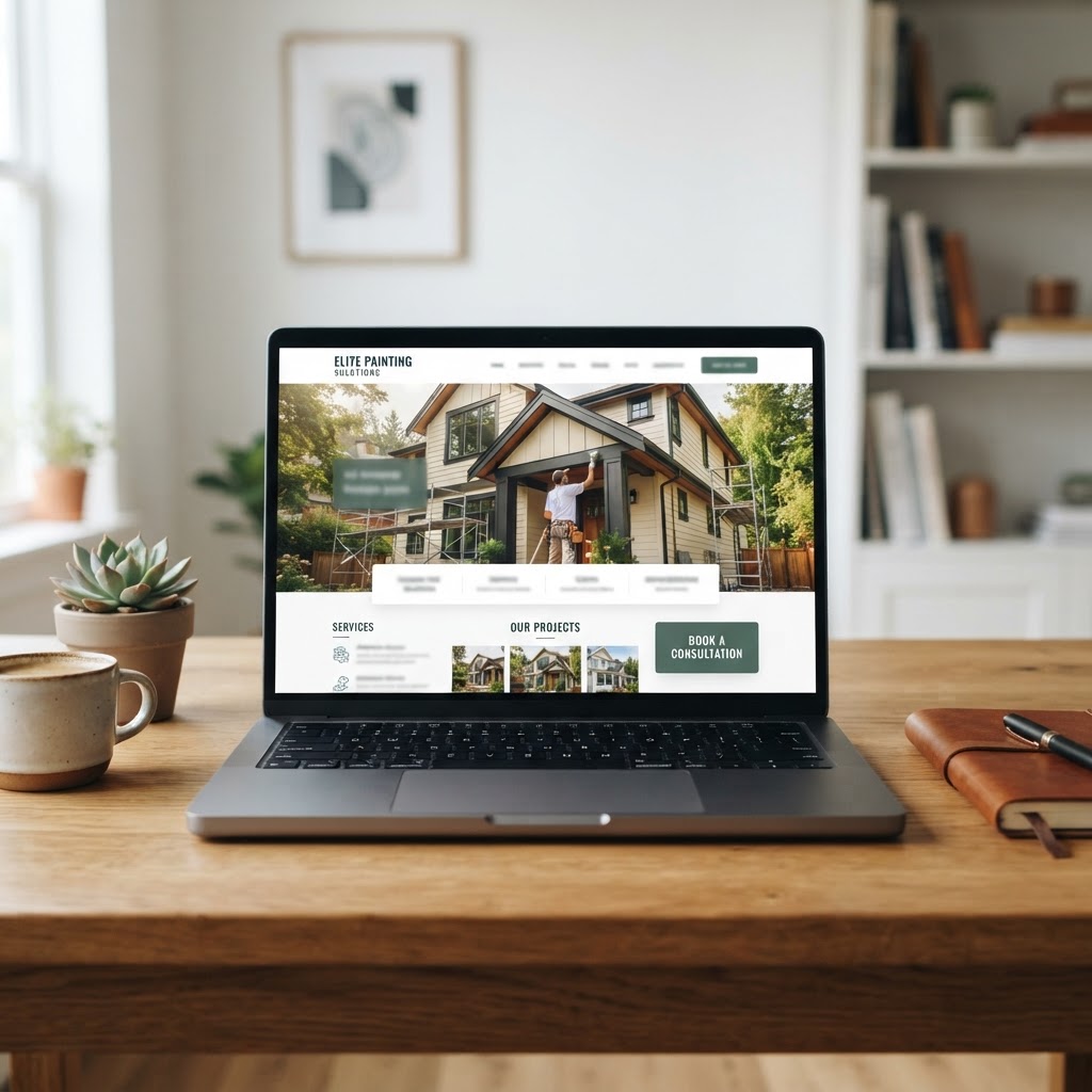 Modern contractor website on a laptop