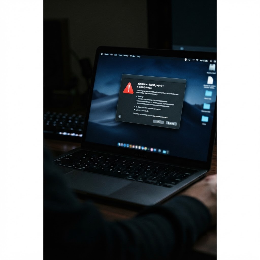 Suspicious email alert on a laptop