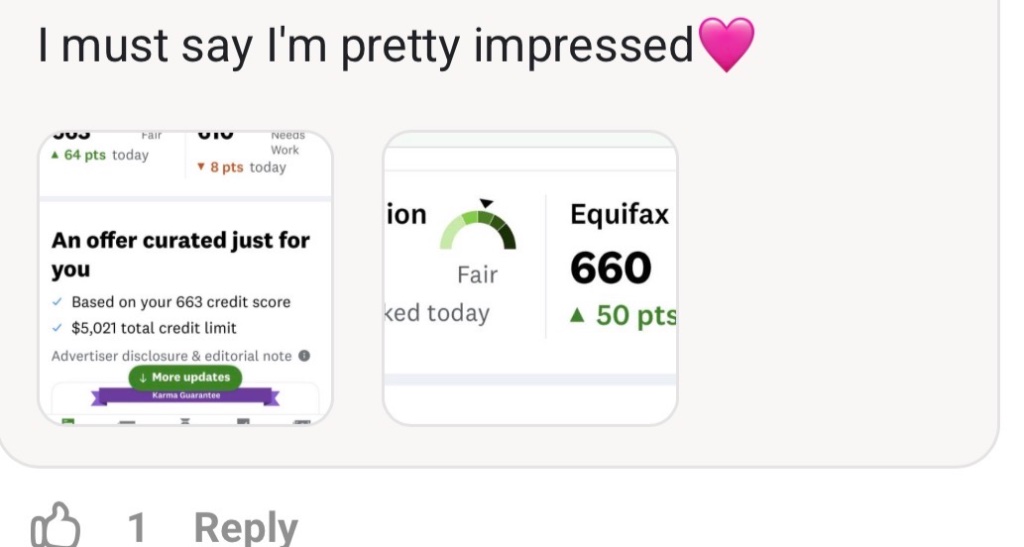 Client impressed with score increase and offers