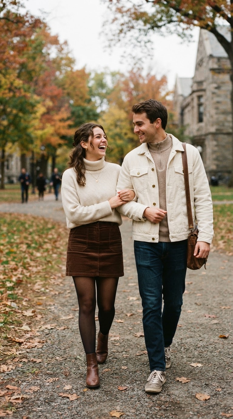 Texture-Matched Neutrals — pride couple outfits idea