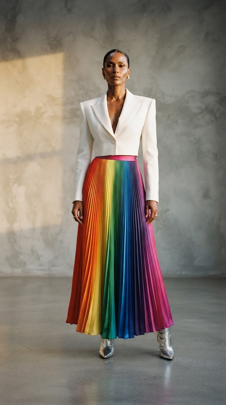 Traditional Rainbow pride flag inspired outfit