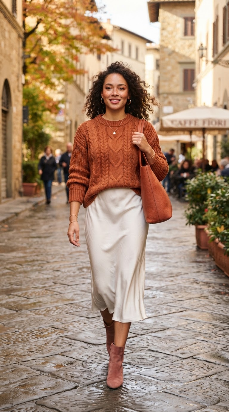 Fashion outfit inspired by the Lesbian Pride Flag — Lesbian Flag — Warm-Toned Layers