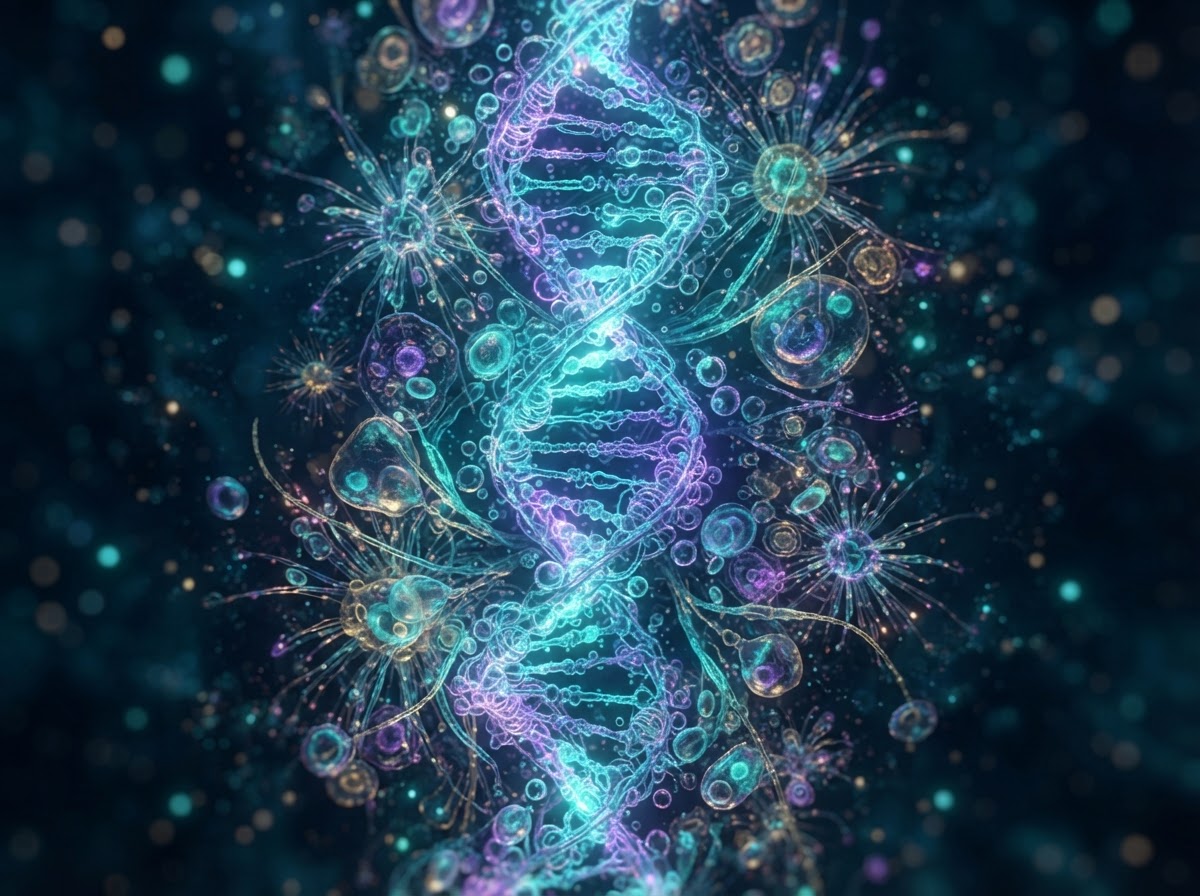 Estructuras celulares luminosas y espirales de luz