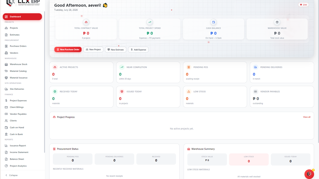 LLX ERP template preview