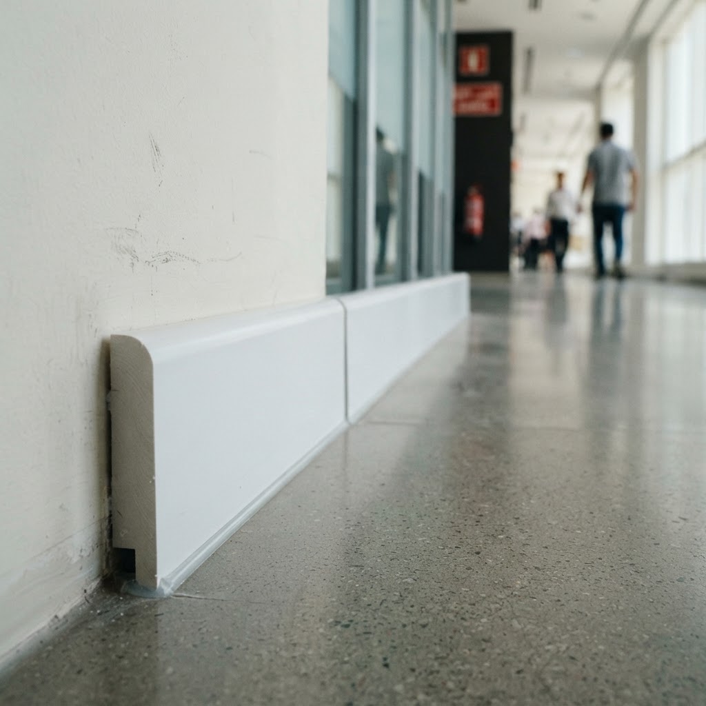 Commercial Profiles PVC skirting profile close-up