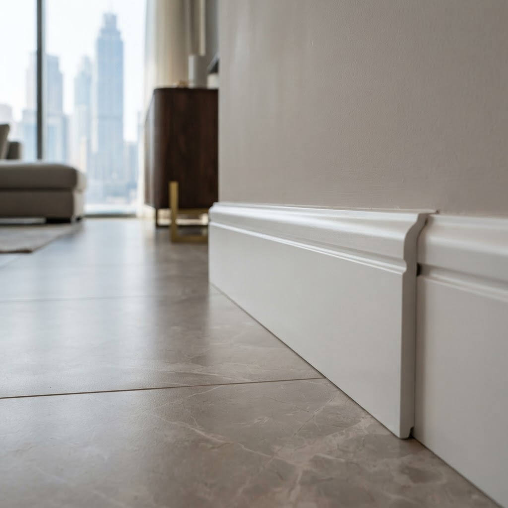 Premium Finish Profiles PVC skirting profile close-up