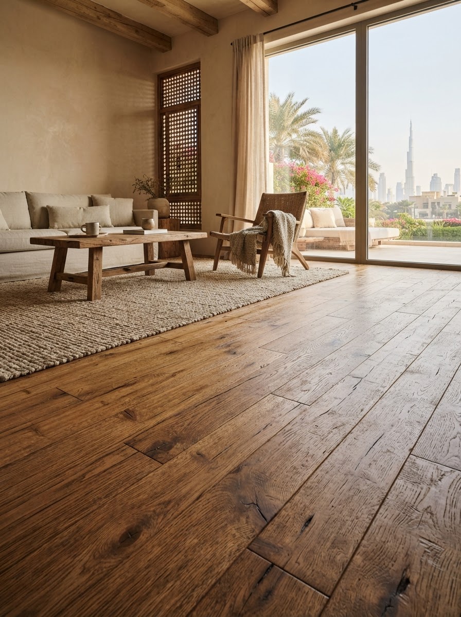 Rustic Finish straight plank hardwood flooring style