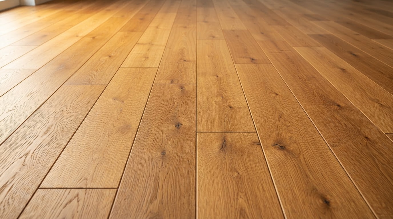Straight plank hardwood flooring close-up showcasing natural wood grain